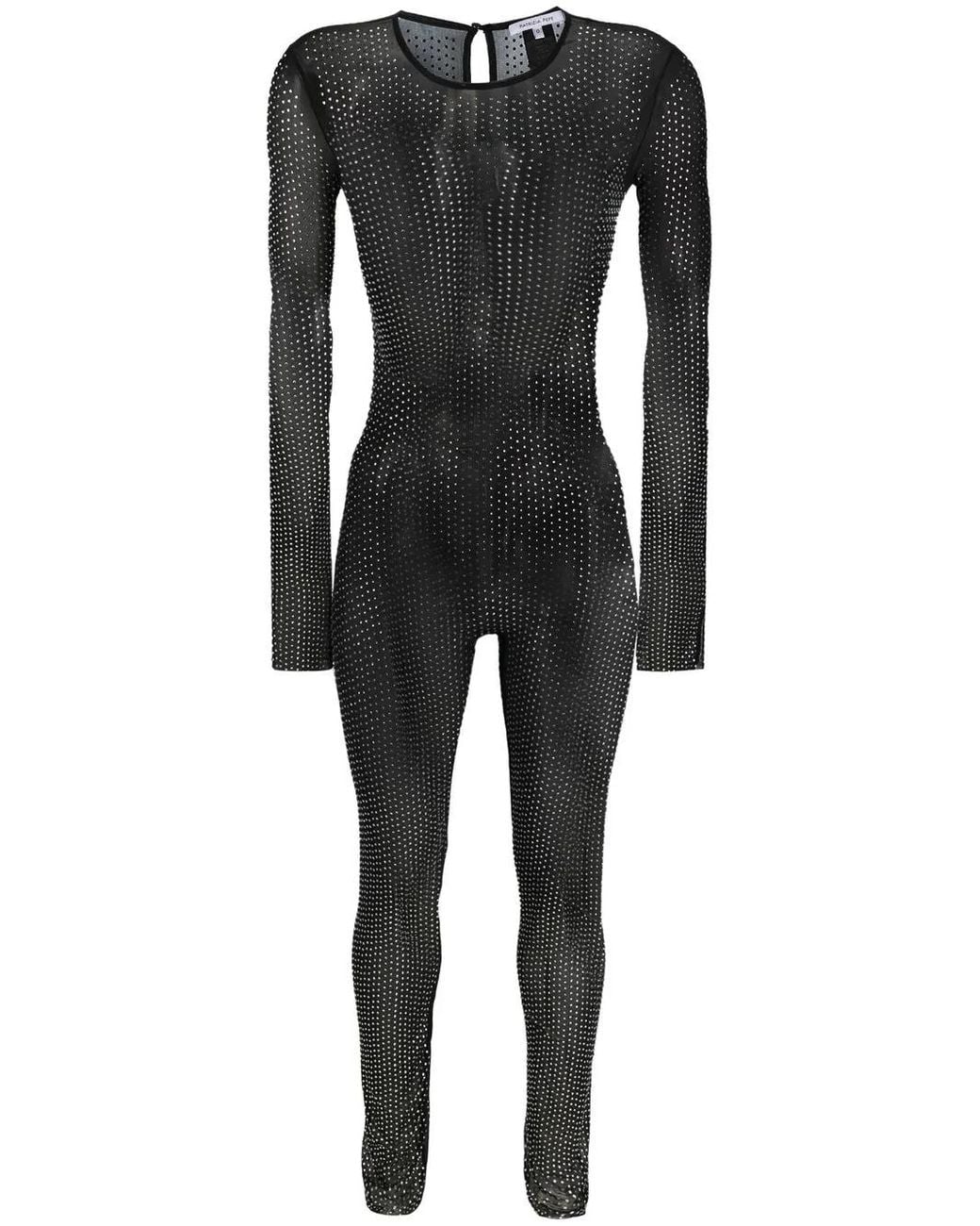 Patrizia Pepe Black Sheer Crystal-Embellished Jumpsuit