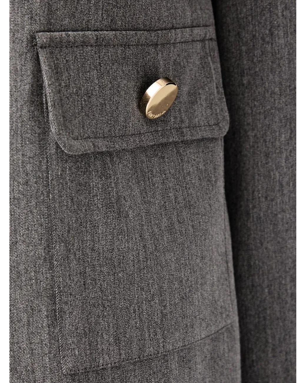 Fracomina Gray Blazer À Col Châle Et Détail De Boutons