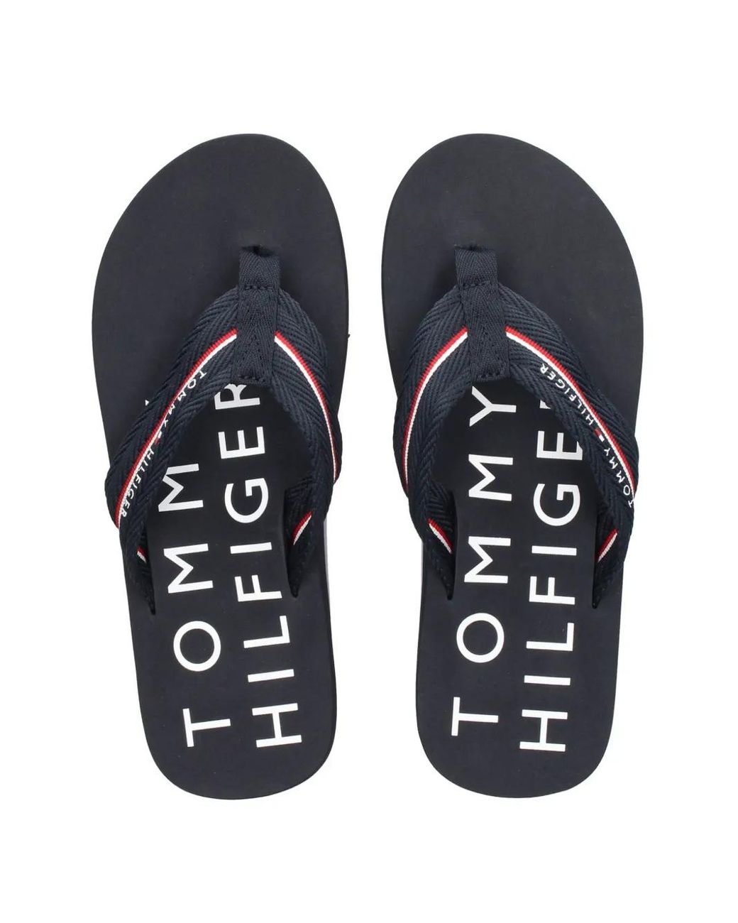 Tommy Hilfiger Blue Logo-Print Flip Flops for men