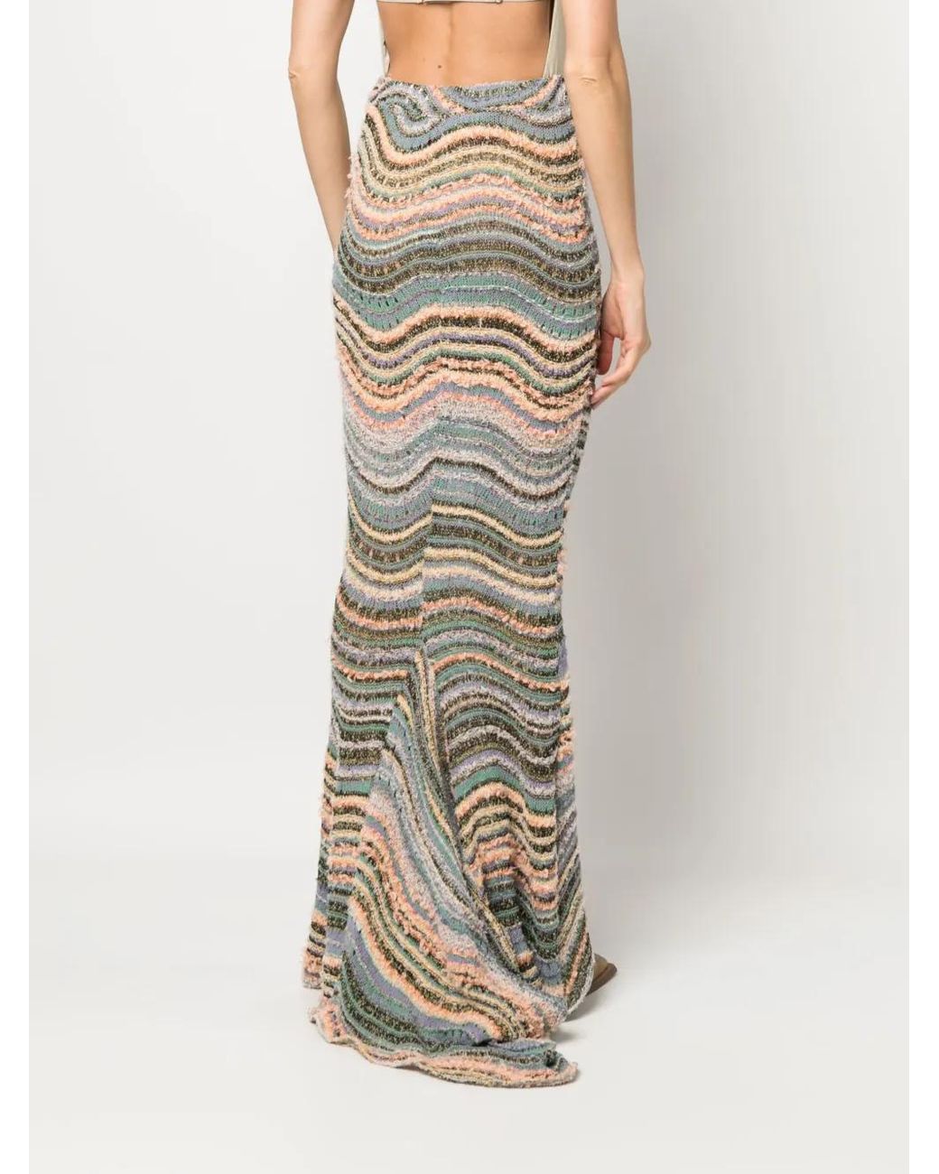 VITELLI White Swirl-Print Maxi Skirt