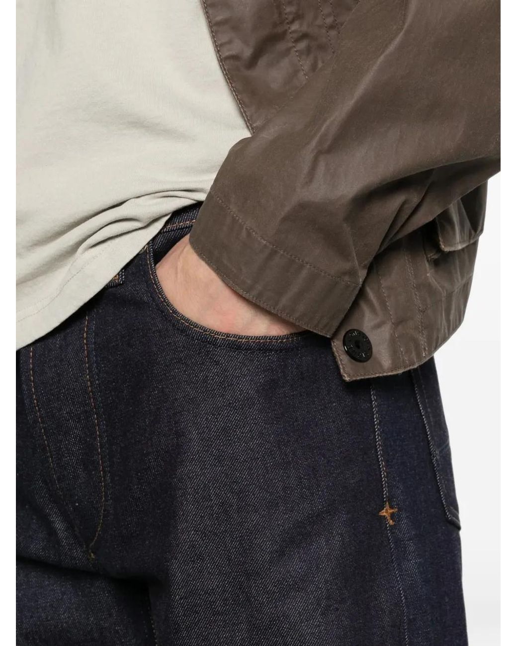 Stone Island Black Logo-Patch Straight-Leg Jeans for men