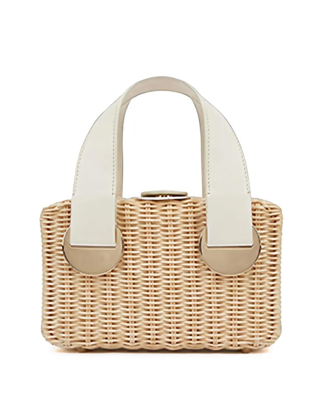 Rodo White Laurelle Wicker Tote Bag