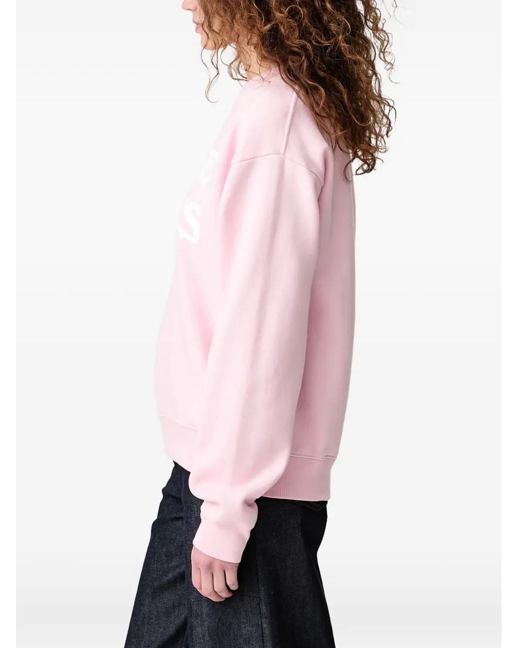 Sporty & Rich Pink J'Adore Logo-Print Sweater