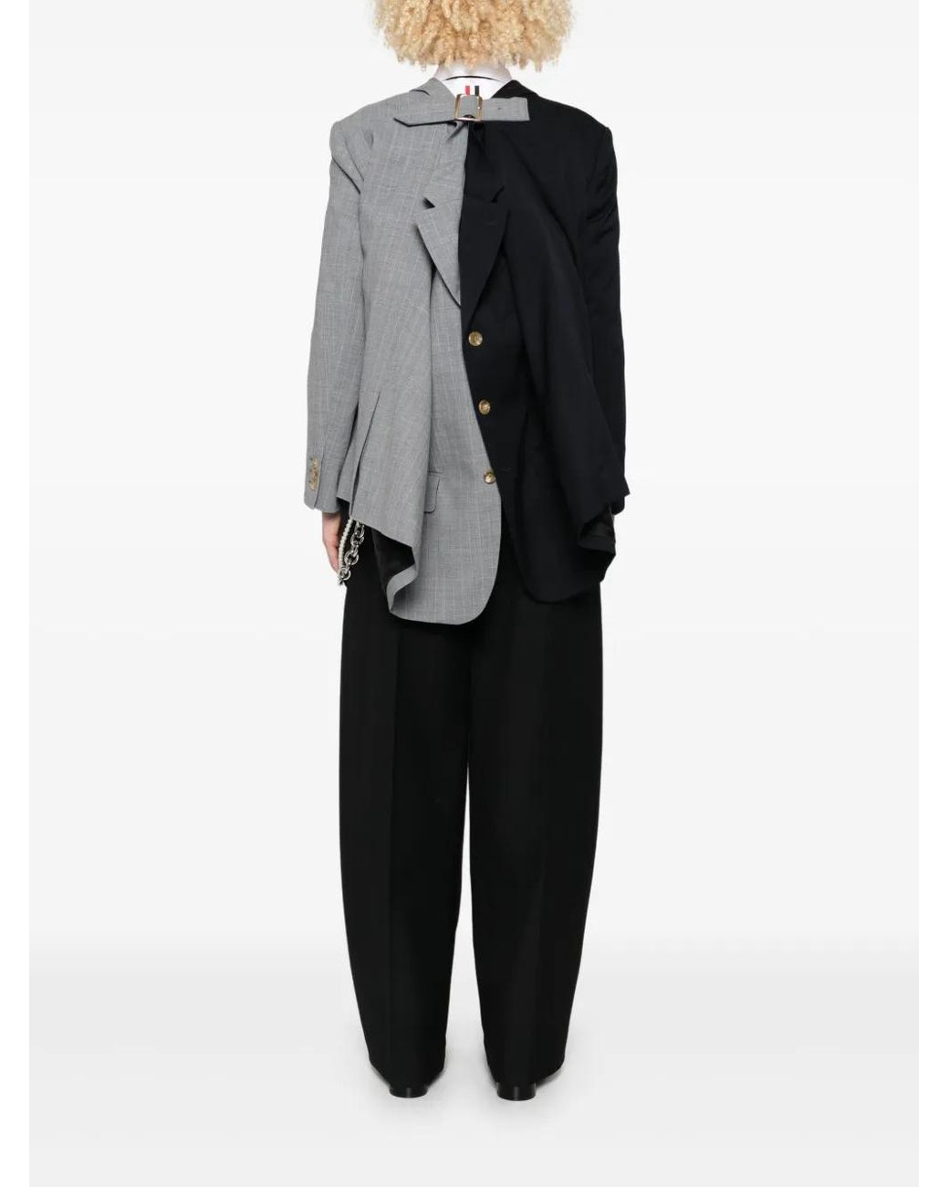 Comme des Garçons Gray Pinstripe Two-Tone Jacket