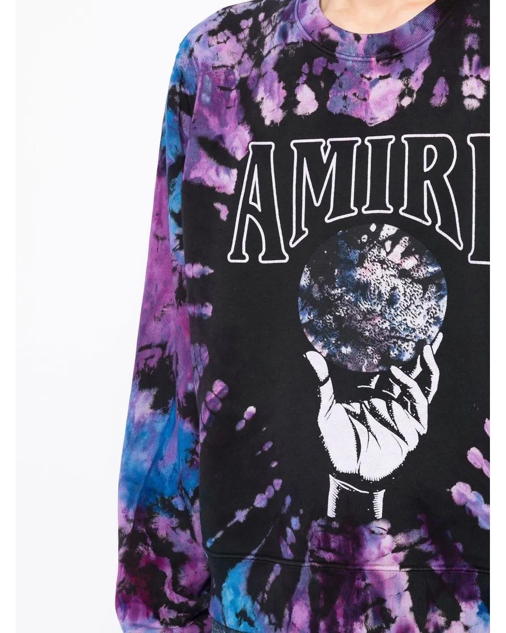 Amiri Blue Tie-Dye Logo-Print Sweatshirt for men