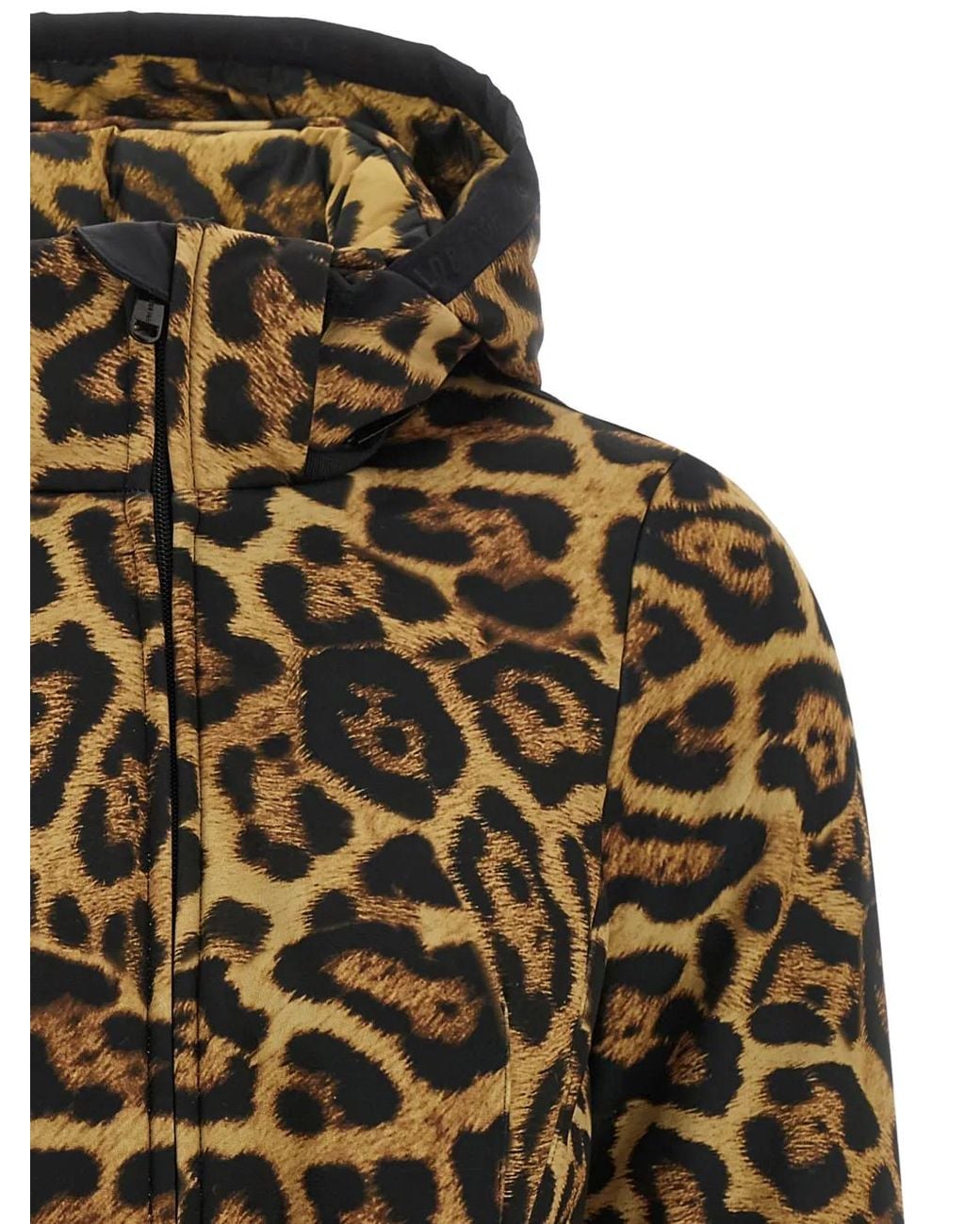 Goldbergh Black Jagger Leopard-Print Peplum Ski Jacket