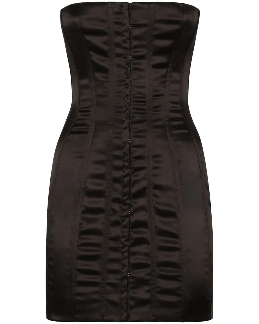 Dolce & Gabbana Black Strapless Satin Minidress