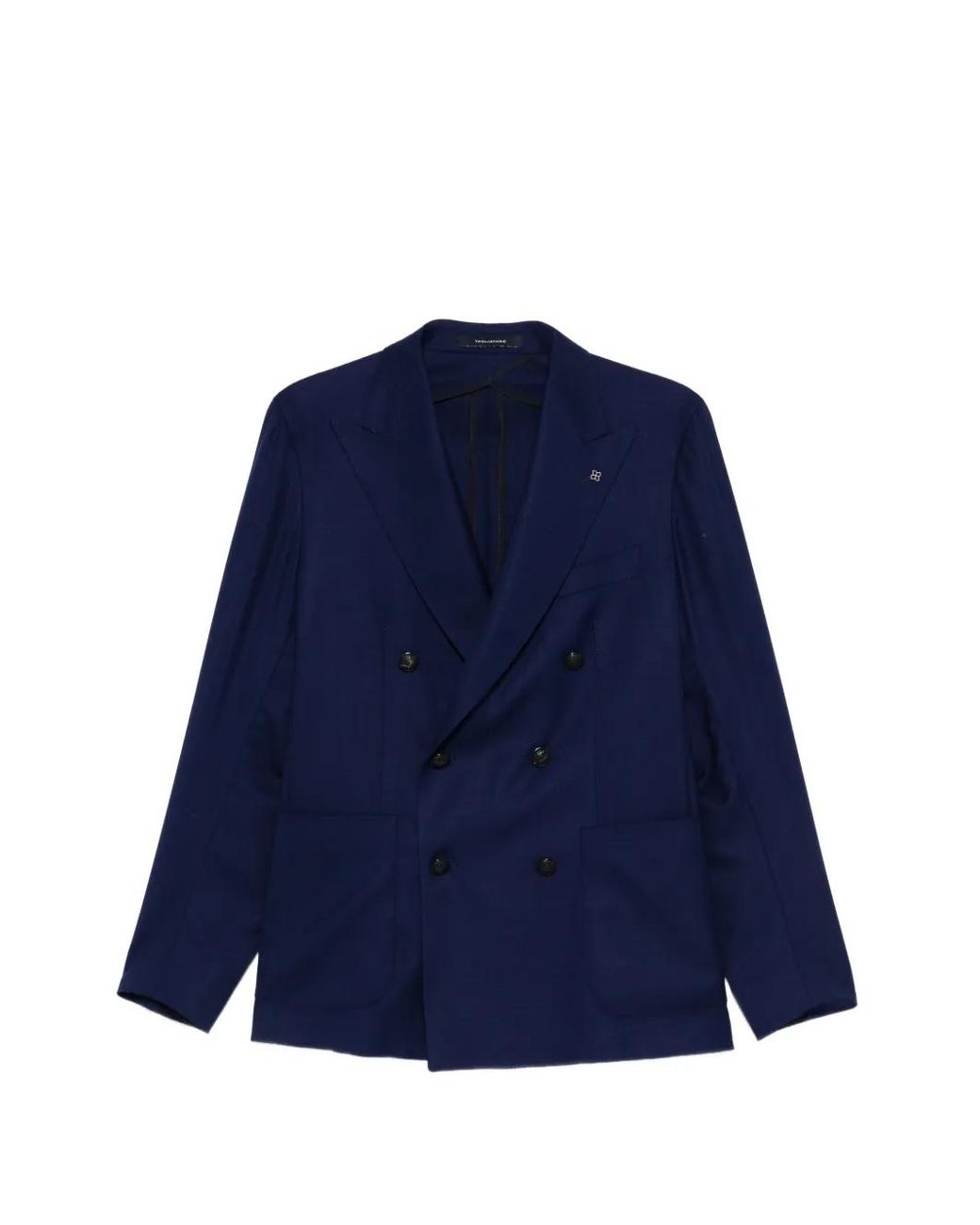 Tagliatore Blue Double-Breasted Patch-Pockets Blazer for men