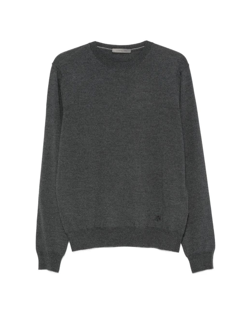 Corneliani Gray Crew-Neck Long-Sleeve Sweater for men