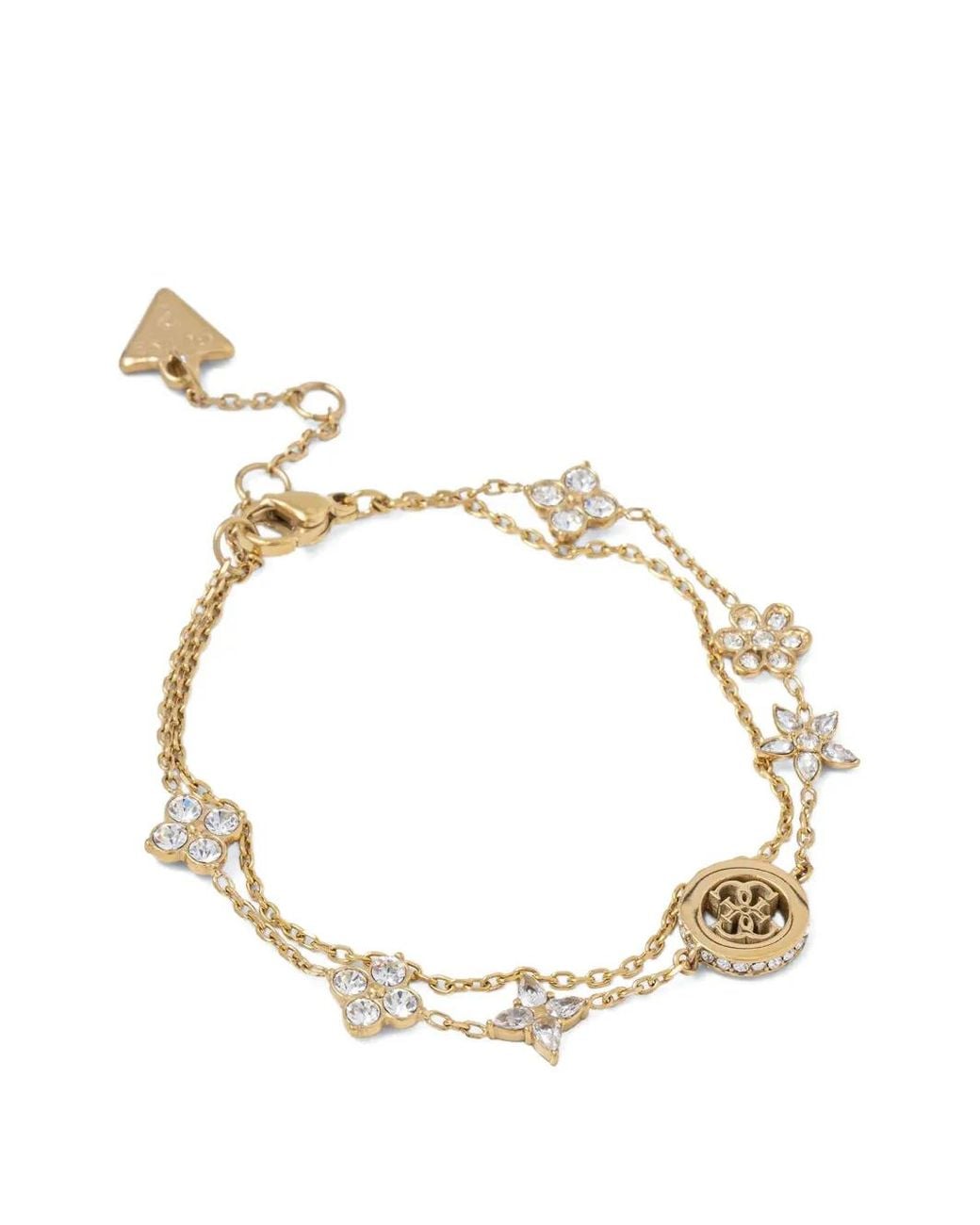 Guess Metallic Crystal-Embellished Flower Bracelet
