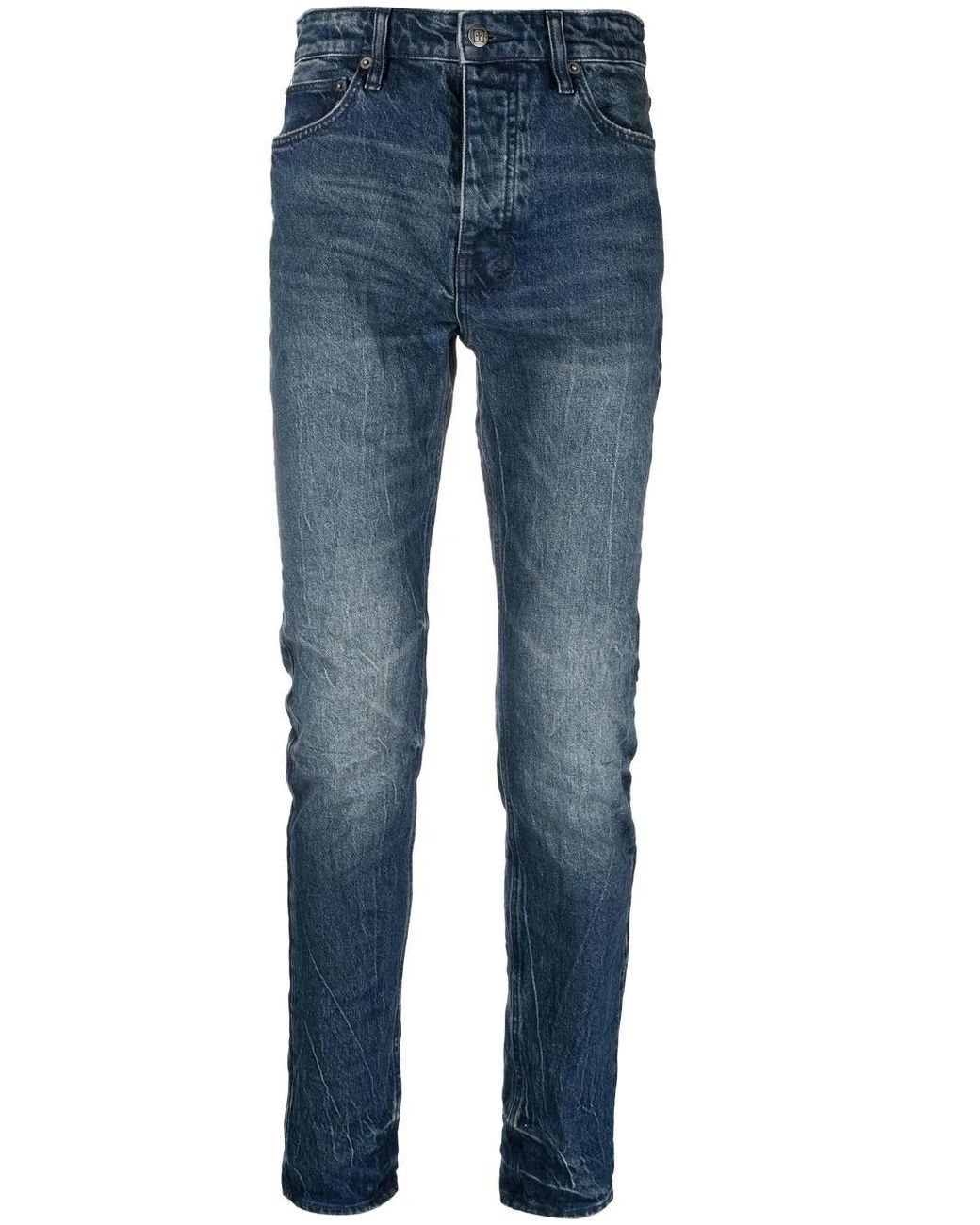 Ksubi Blue Stonewashed Skinny Jeans for men