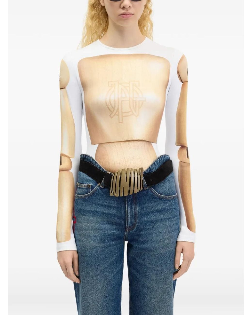 Jean Paul Gaultier White The Wooden Body Top