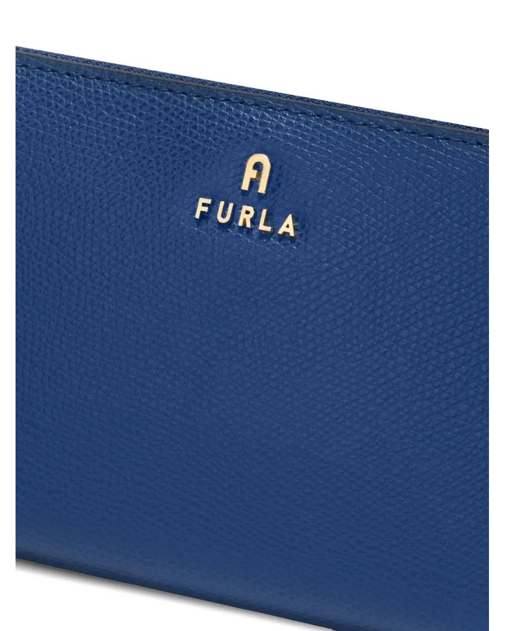 Furla Blue Xl Camelia Zip-Around Logo Wallet