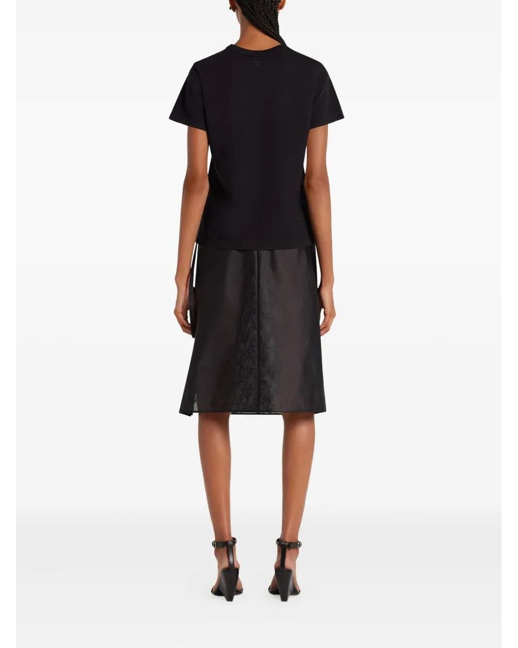 Courreges Black Embroidered Tee Clothing
