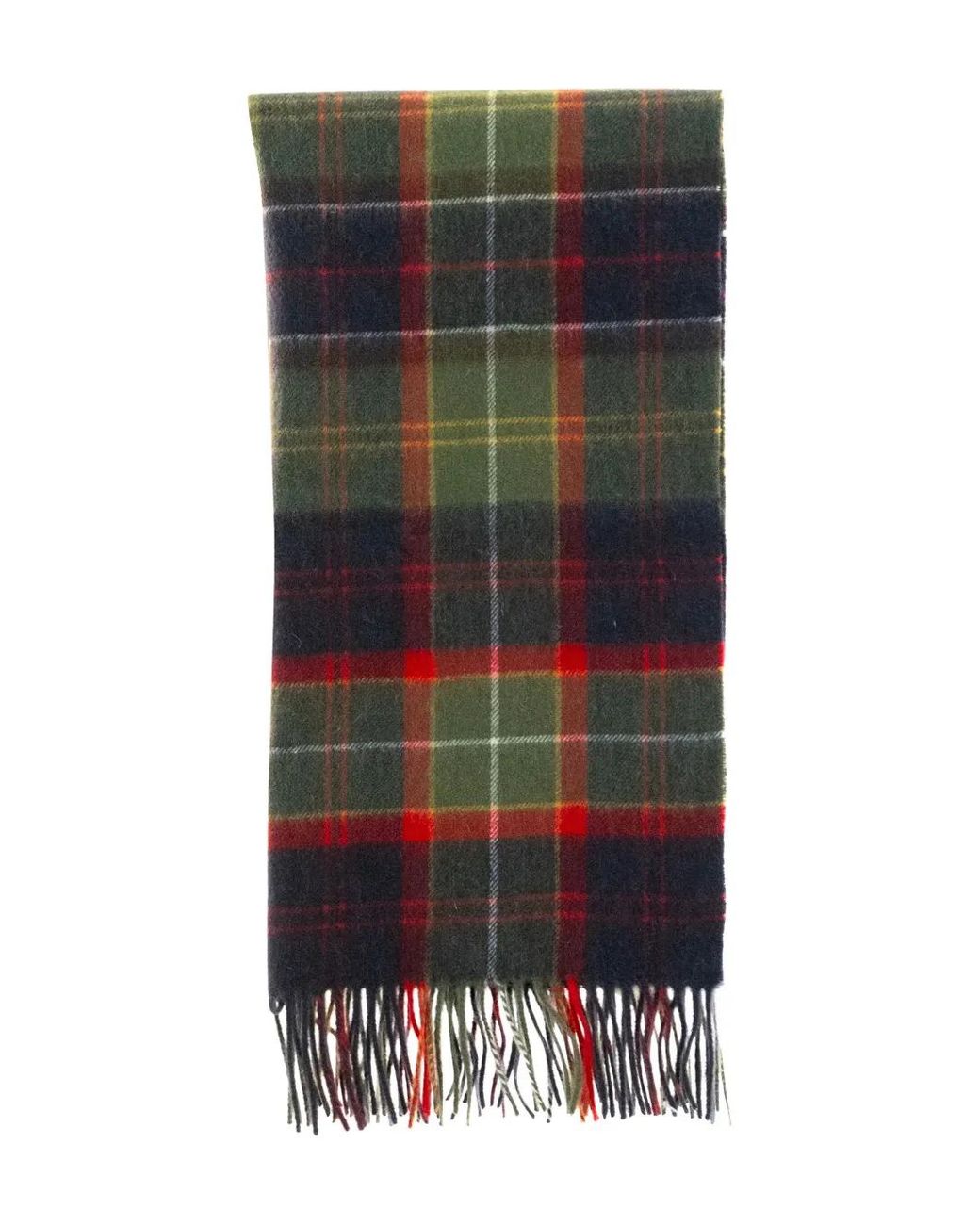 Barbour Gray Tartan Fringed Scarf for men