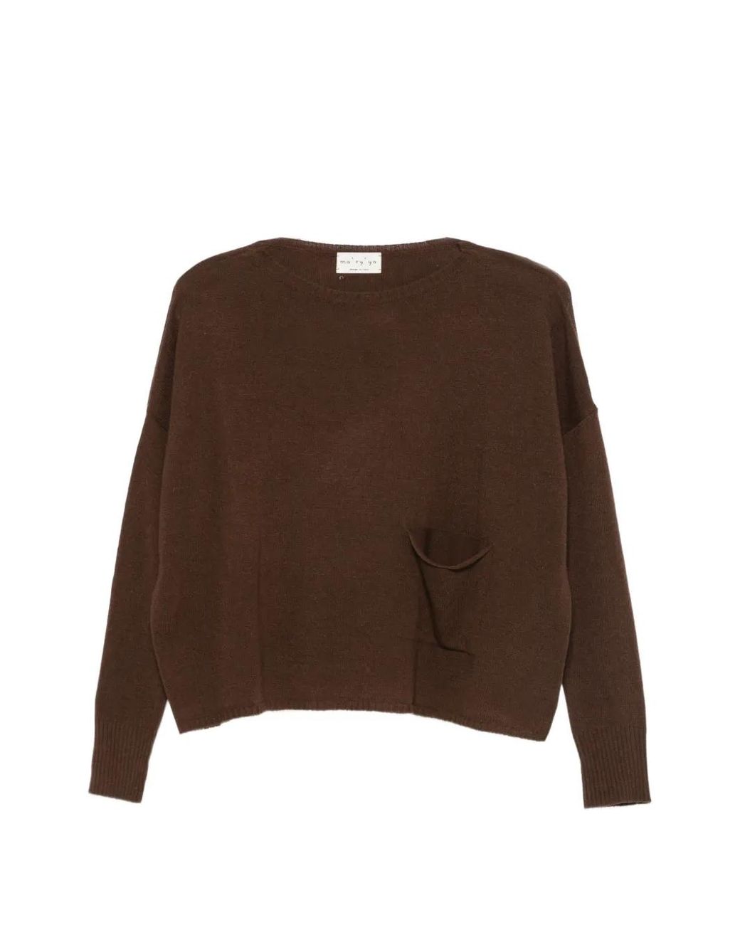 Ma'ry'ya Brown Patch-Pocket Knitted Sweater