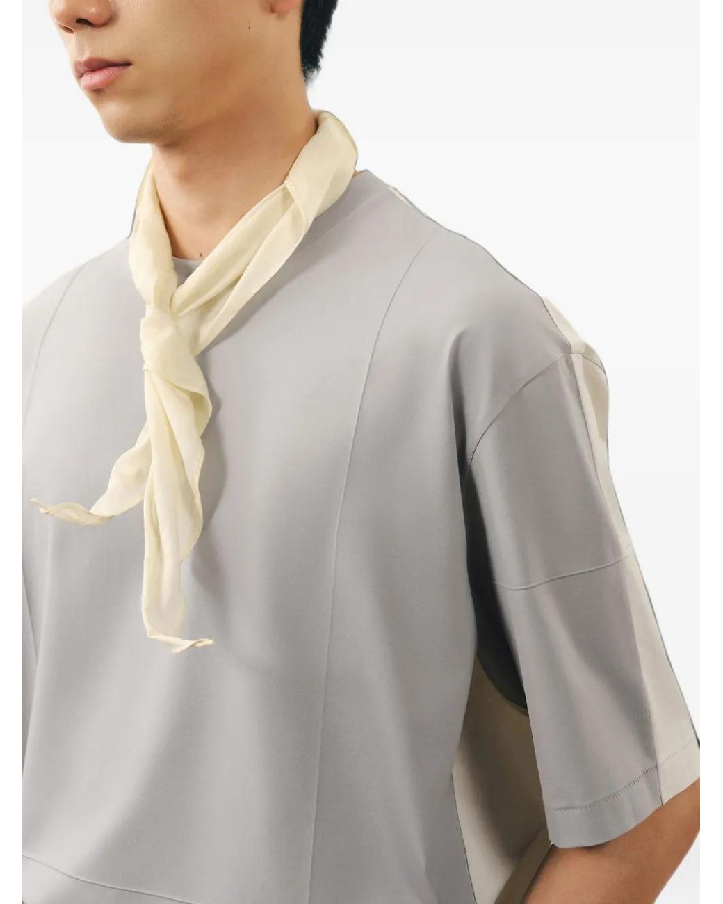CROQUIS White Two-Tone Crew-Neck T-Shirt for men