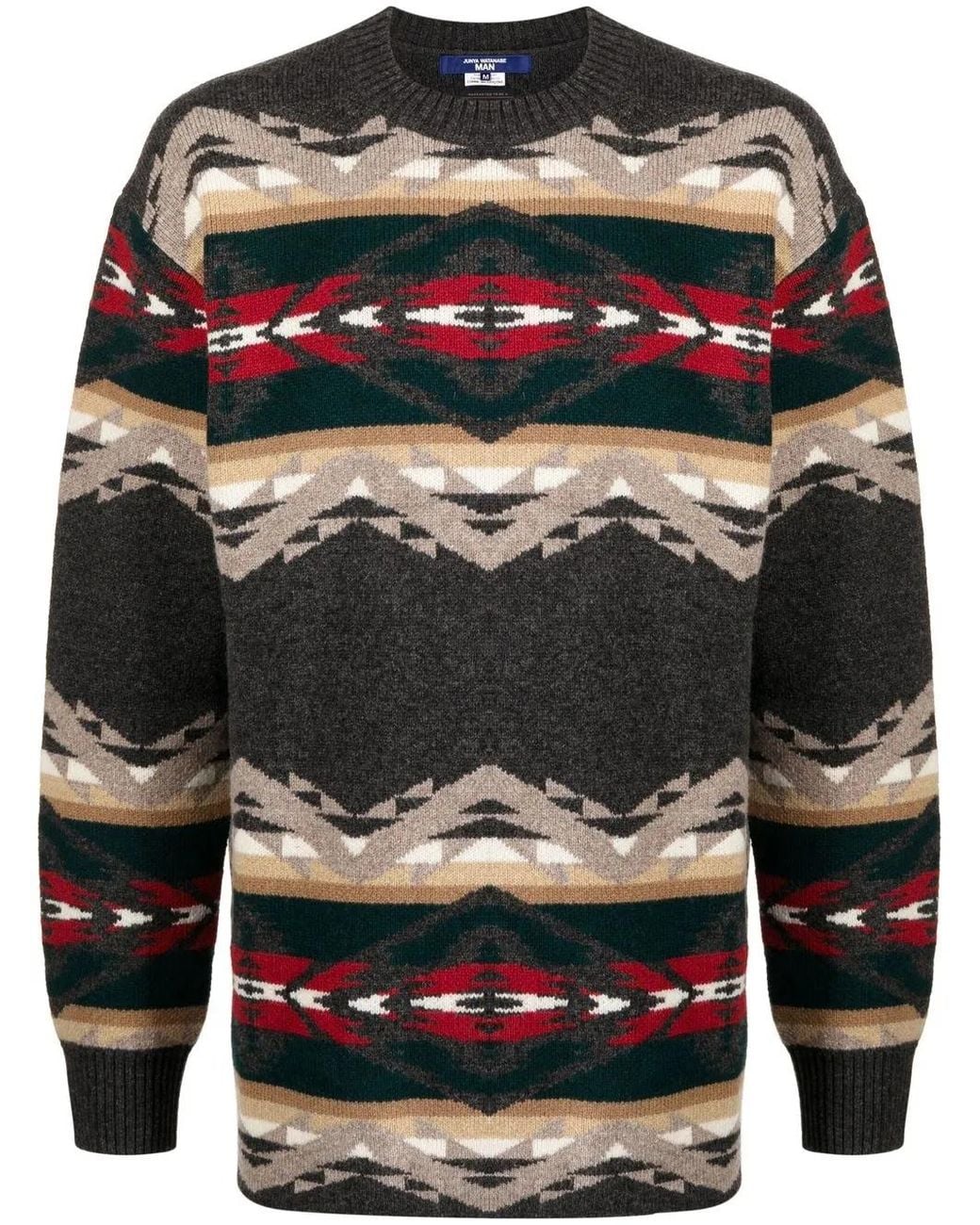 Junya Watanabe Gray Intarsia-Knit Jumper for men