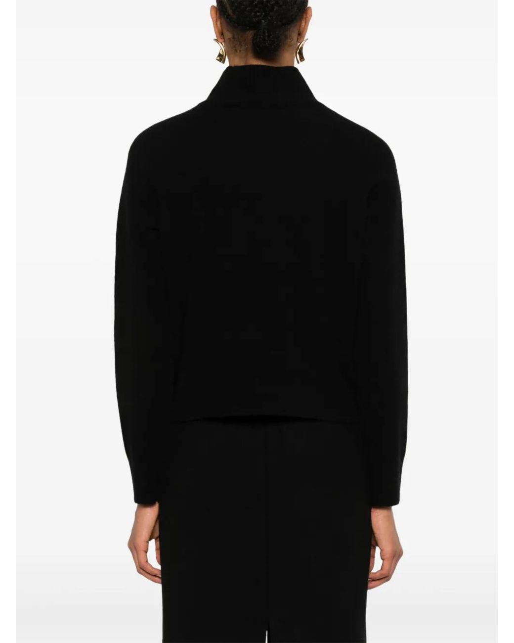 Vince Black High-Neck Raglan-Sleeves Sweater