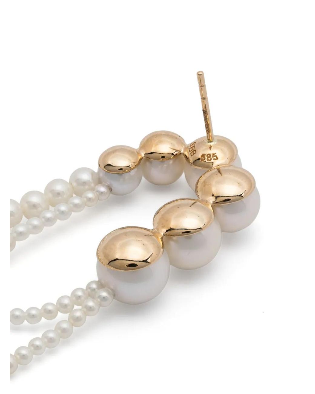 Sophie Bille Brahe White 14Kt Recycled Embrassée De Perle Single Earring