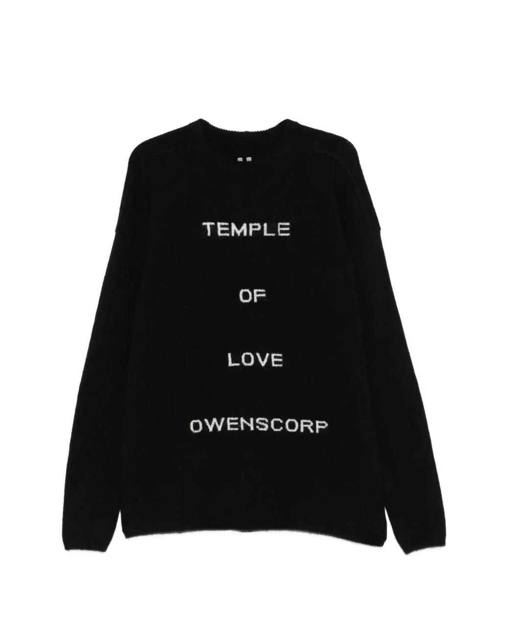 Rick Owens Black Temple Round Neck Sweater for men