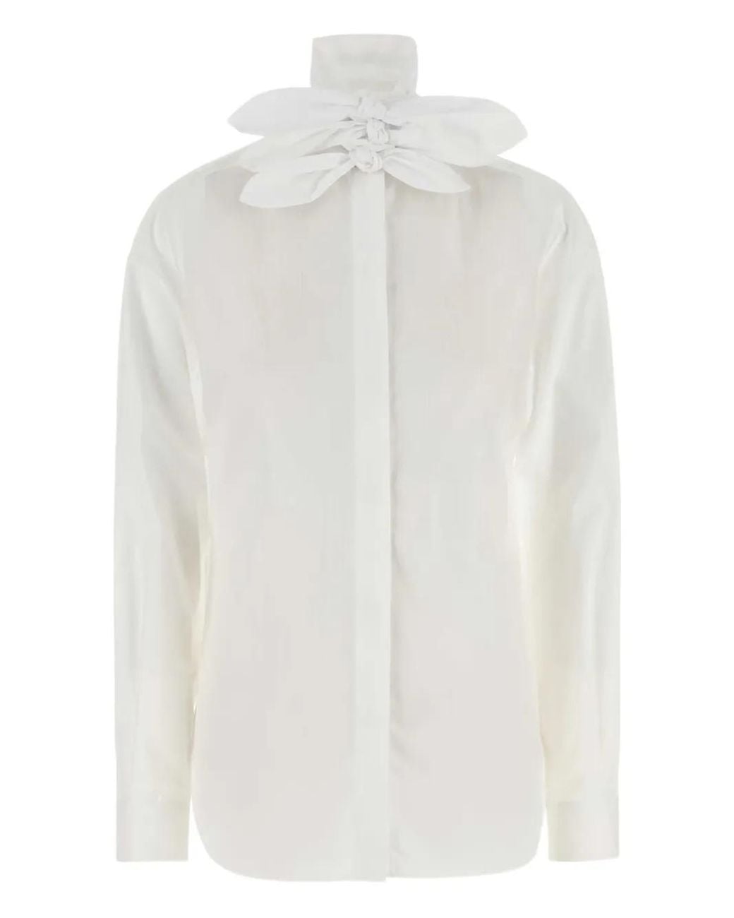 Moschino White Bow-Detail Cotton Shirt