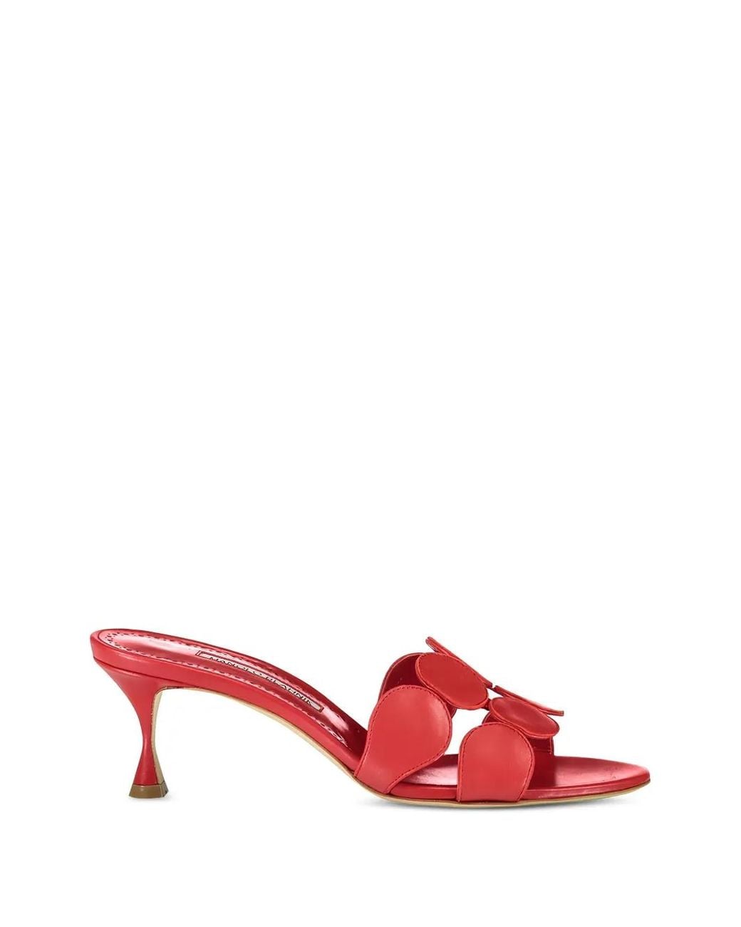 Manolo Blahnik Red Haribal Appliqué Leather Sandals
