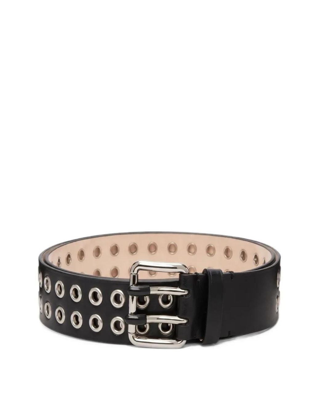 Marni Gray Eyelet-Embellished Leather Belt