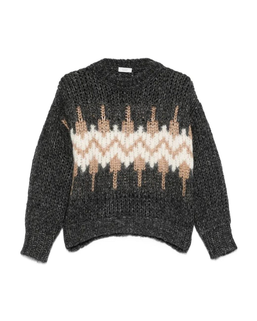 Peserico Black Jacquard-Pattern Knit Sweater