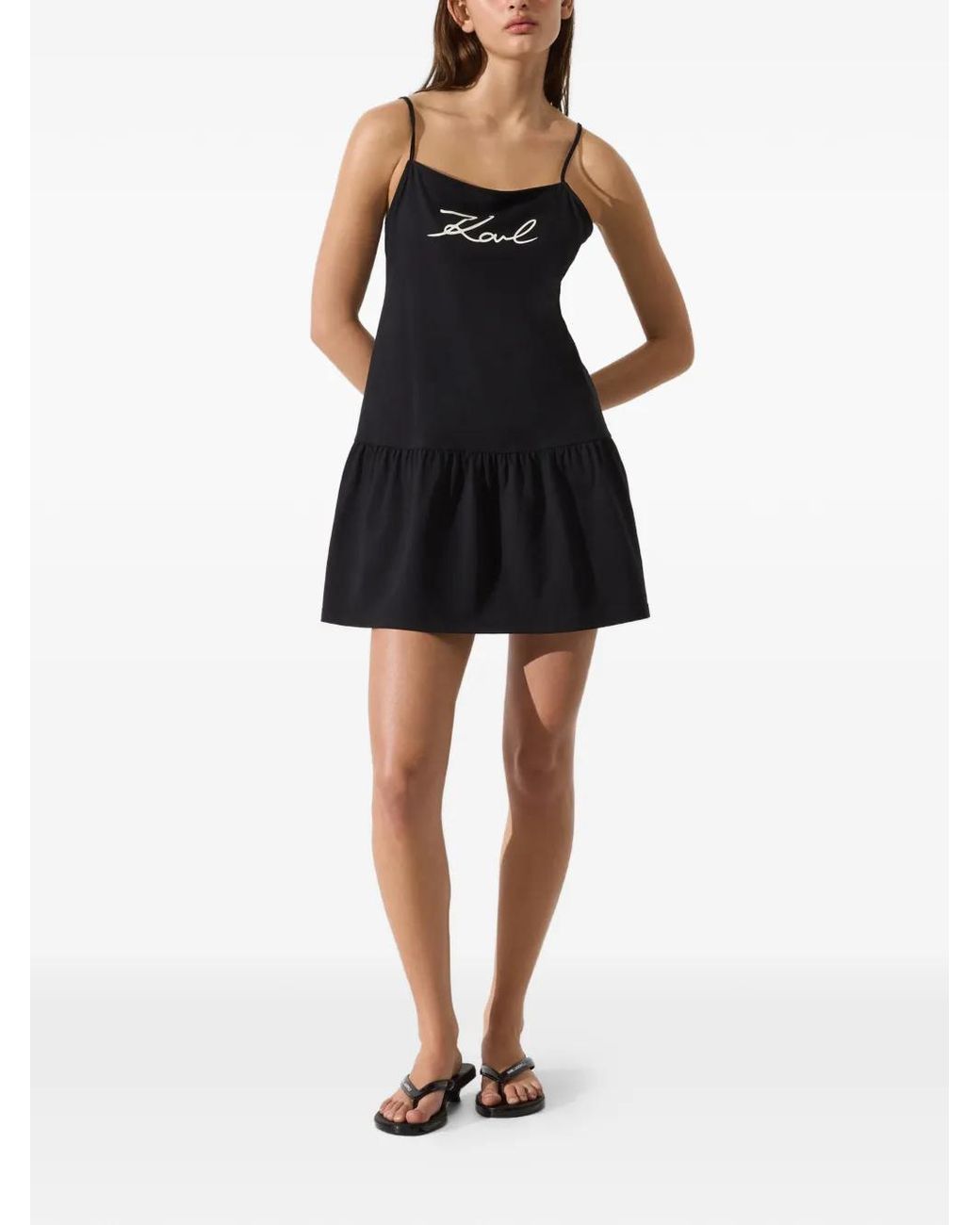 Karl Lagerfeld Black Signature Jersey Mini Beach Dress