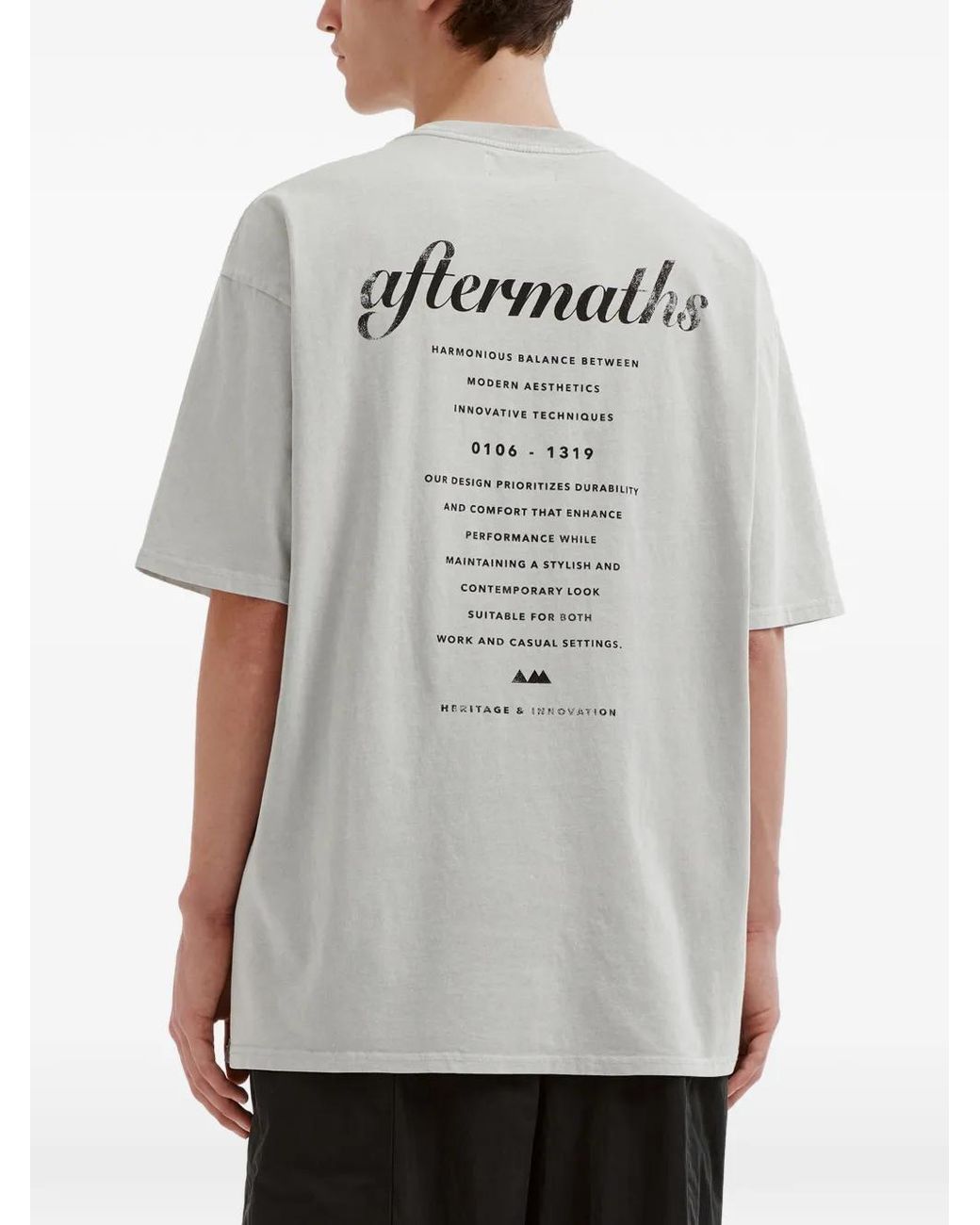 AFTERMATHS Gray Logo-Print Cotton T-Shirt for men
