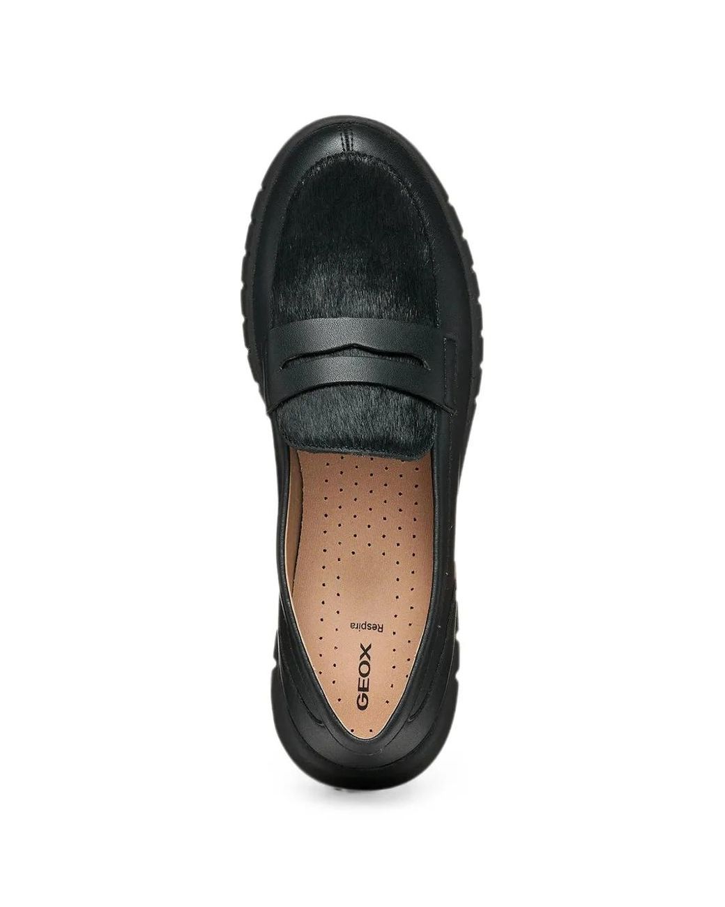 Geox Black Flextride Calf Hair-Panel Loafers