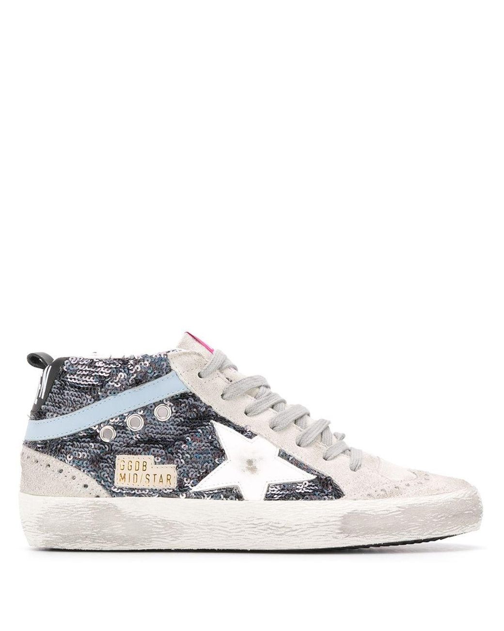 Golden Goose Mid Star Sequinned High-top Sneakers in Blue | Lyst