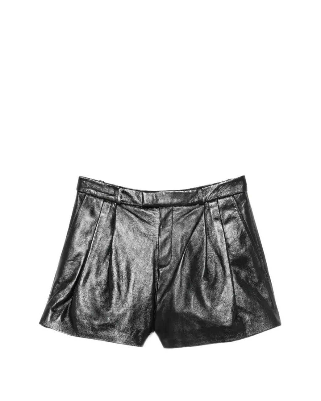 Arma Black Pleated Leather Shorts