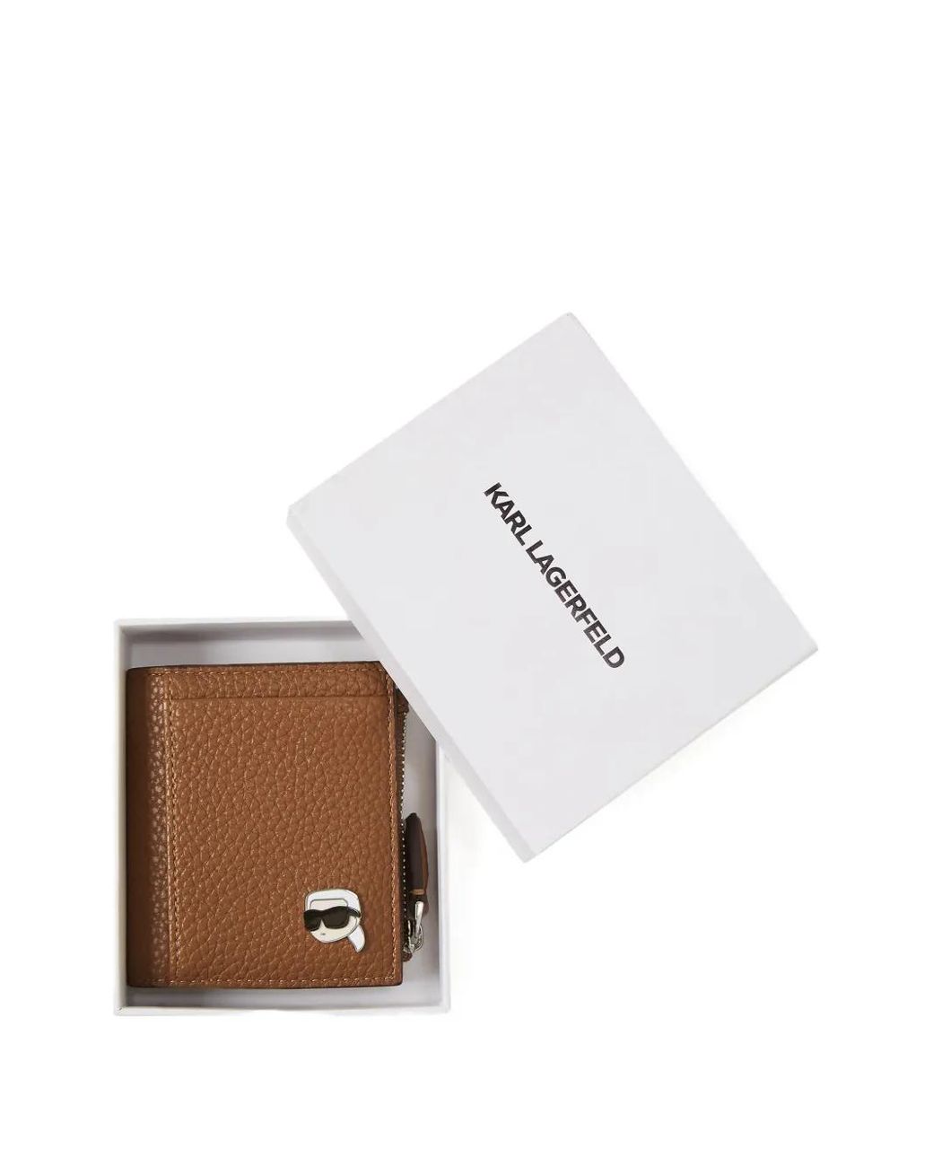 Karl Lagerfeld Brown Pebble Bi-Fold Wallet