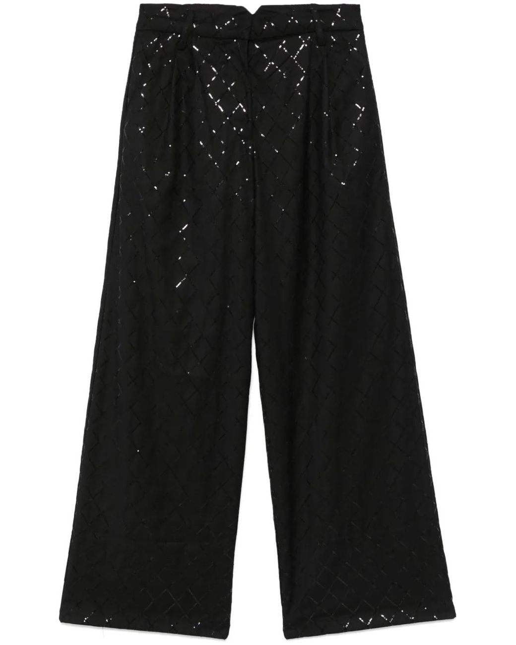 ROTATE BIRGER CHRISTENSEN Black Sequinned Wide-Leg Trousers