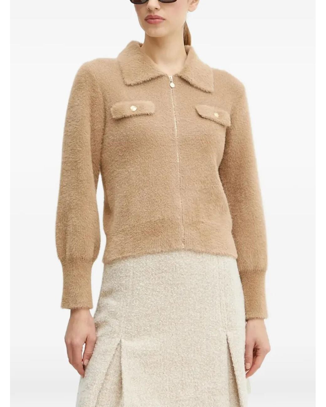 Morgan Natural Zip-Up Cardigan