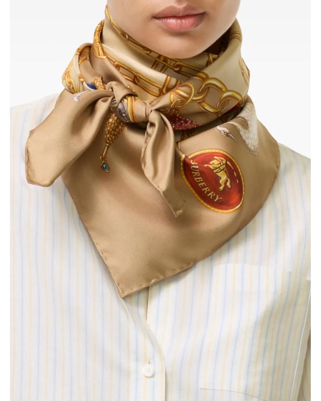 Burberry Natural Foulard En Soie Check