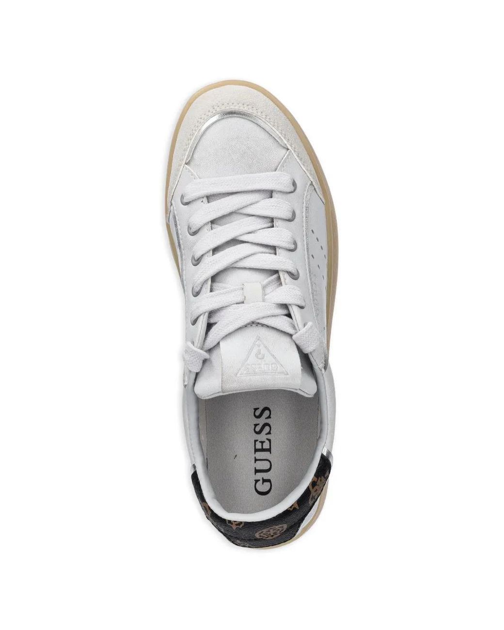 Guess White Jhell Patterned-Detail Sneakers