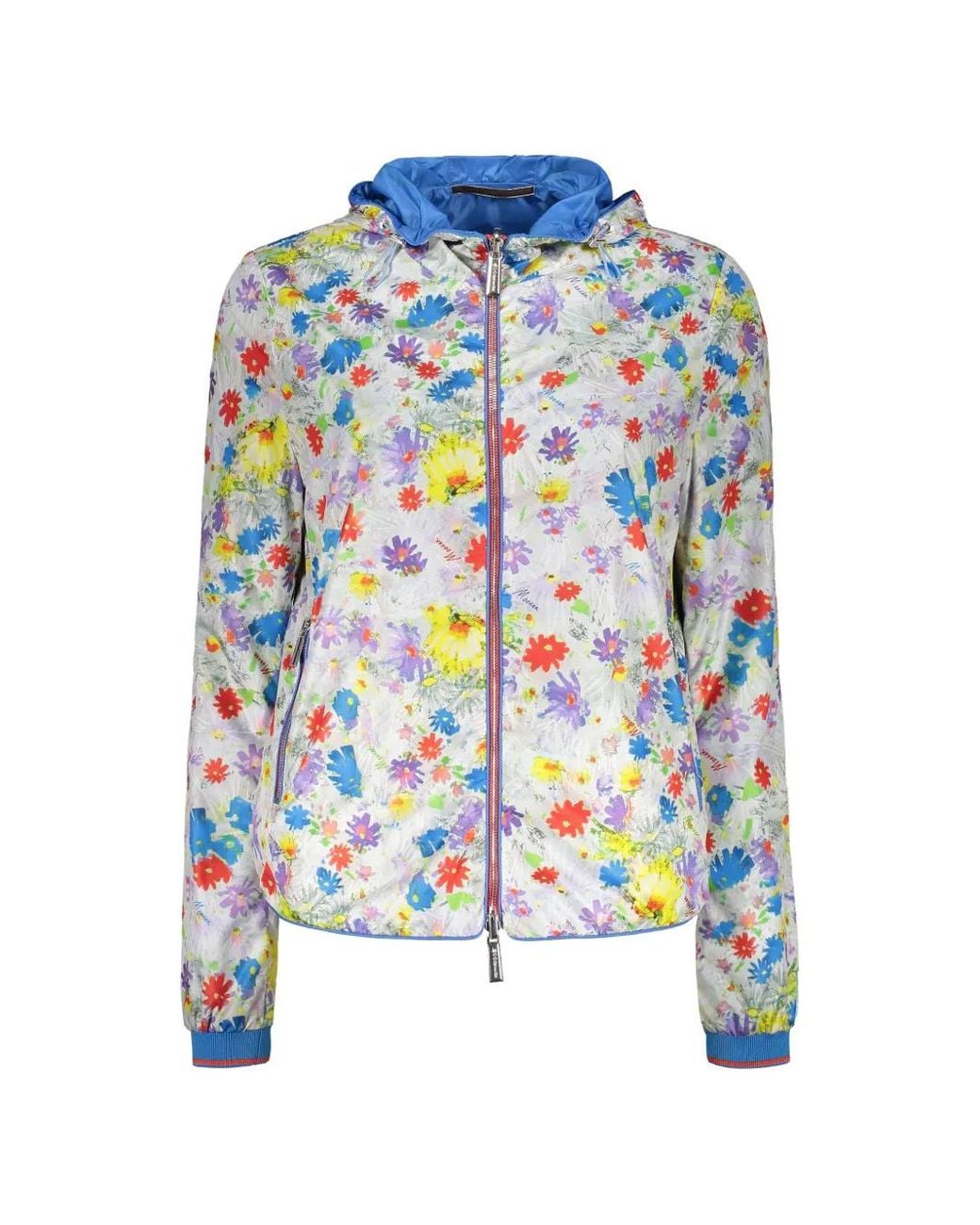 Moorer White Reversible Floral-Print Jacket