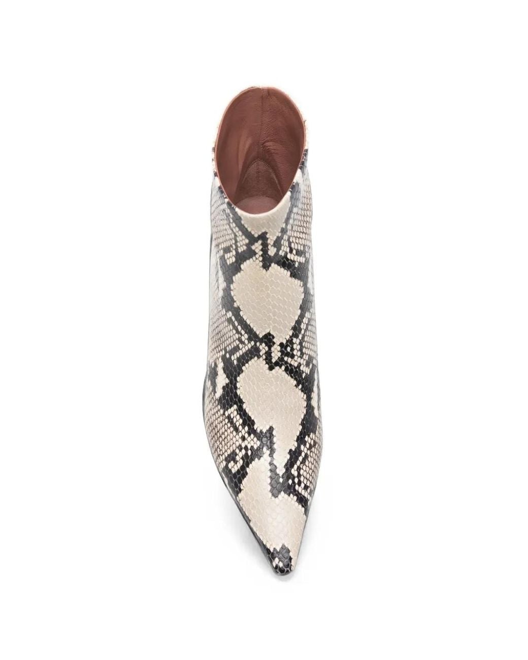 Paris Texas Natural Rose Snake-Effect Leather Ankle Boots