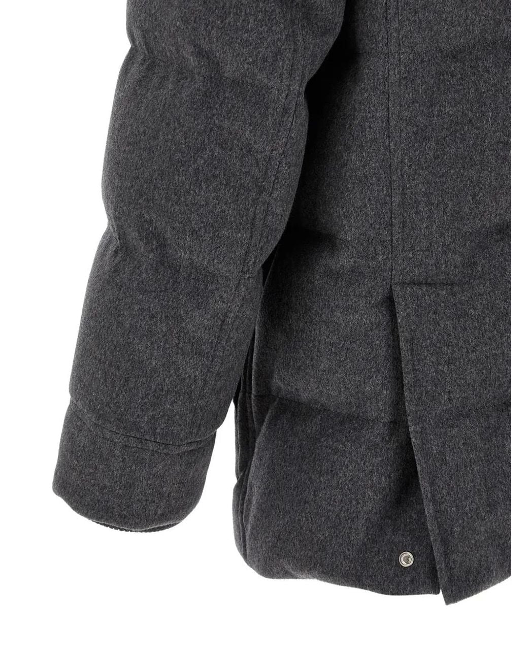 Brunello Cucinelli Gray Quilted Wool Parka for men