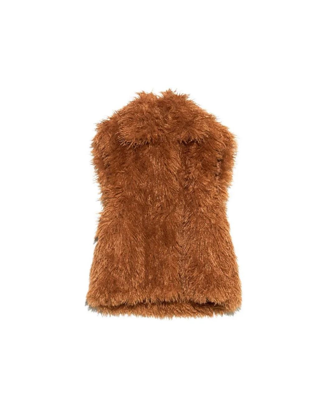 Bimba Y Lola Brown Oversized Toffee Fur Vest