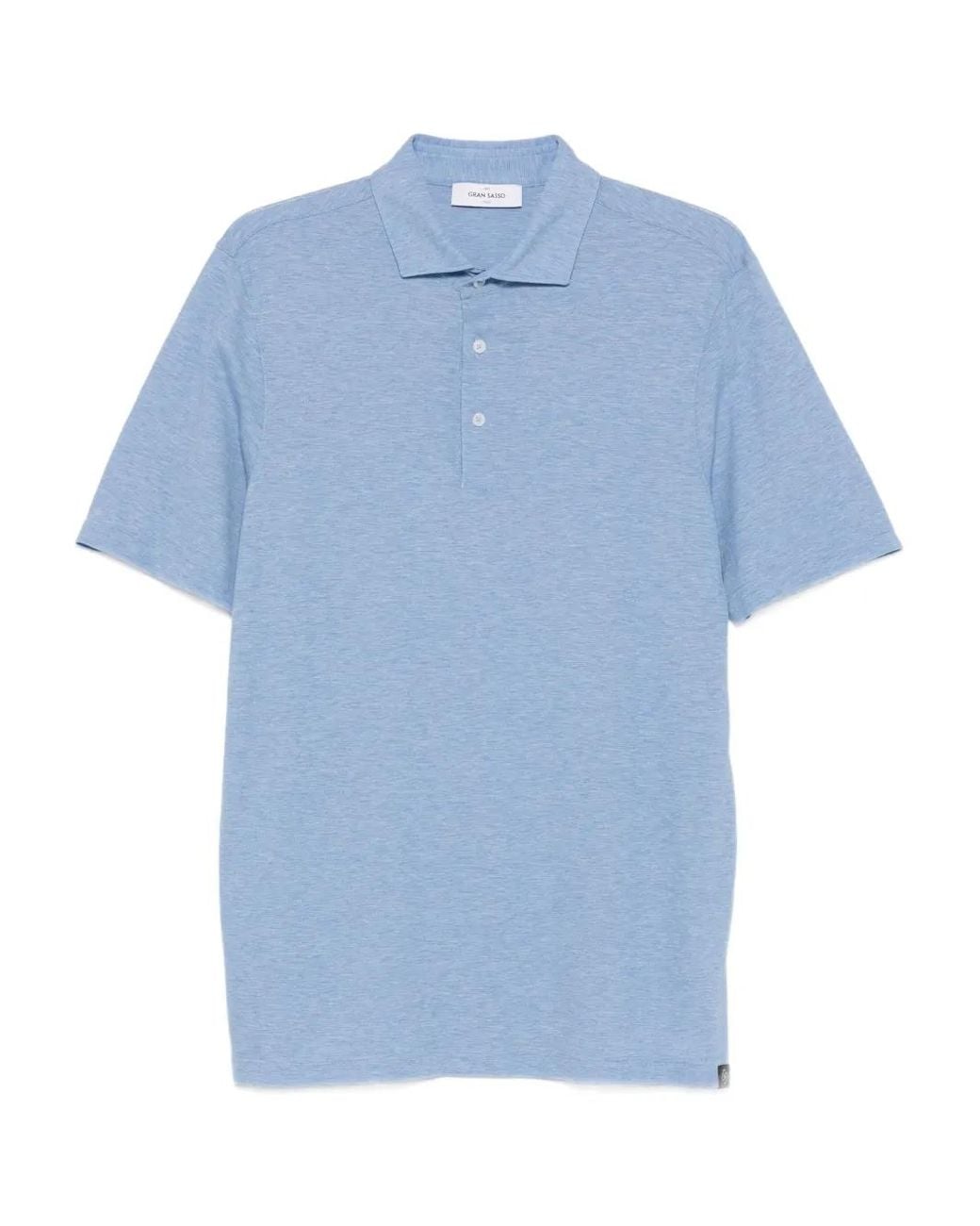 Gran Sasso Blue Mélange-Effect Polo Shirt for men