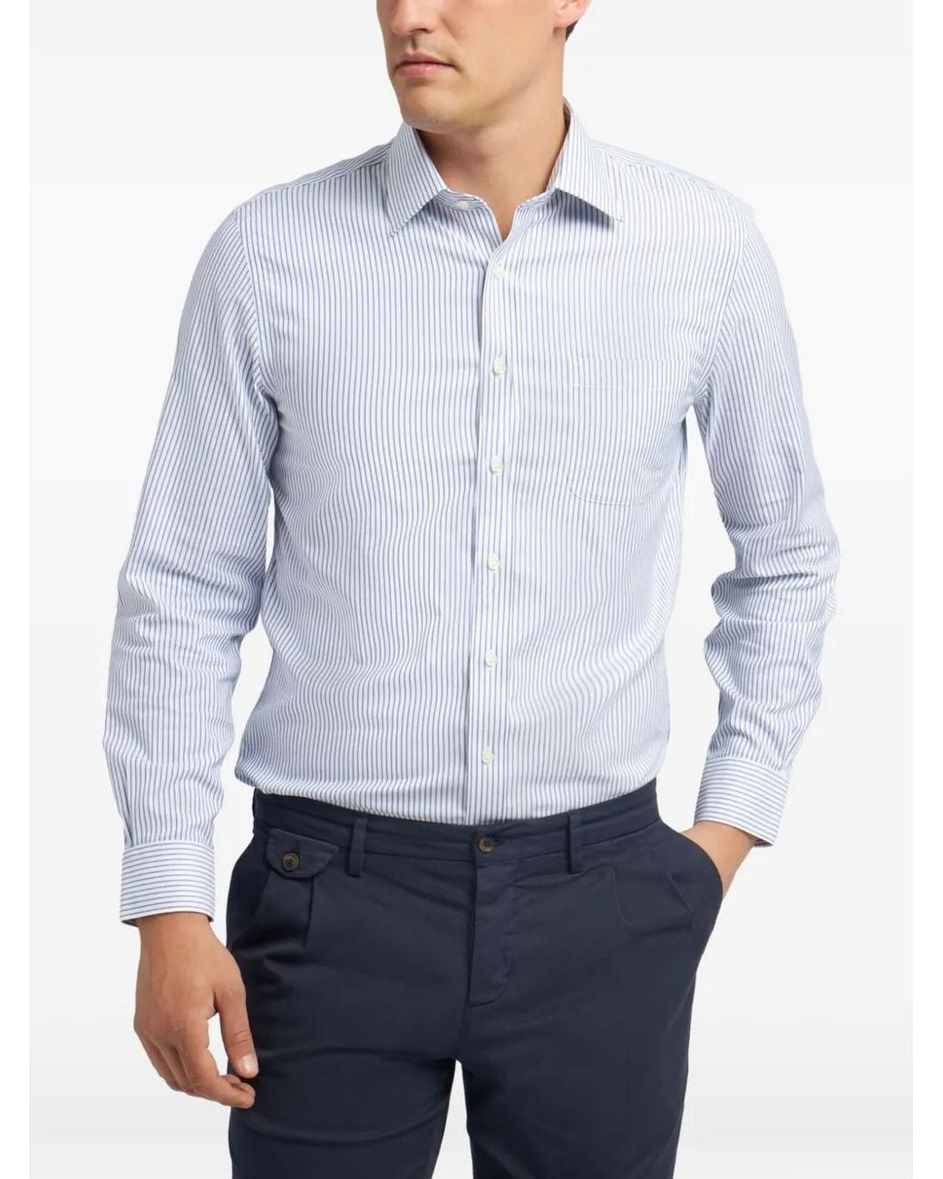 Brooks Brothers Blue Ainsley Collar Striped Shirt for men