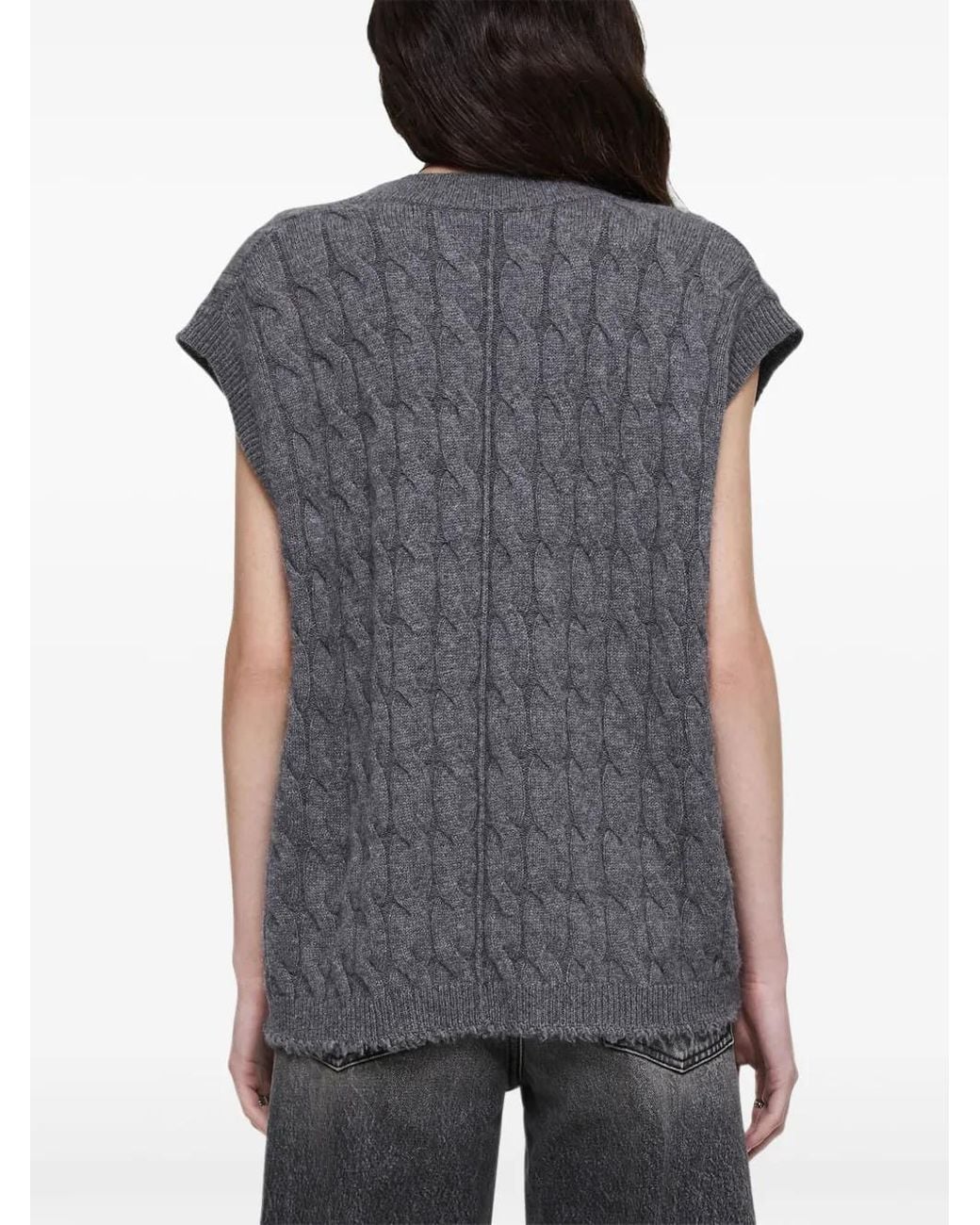 Re/done Gray Cable-Knit Cashmere Vest