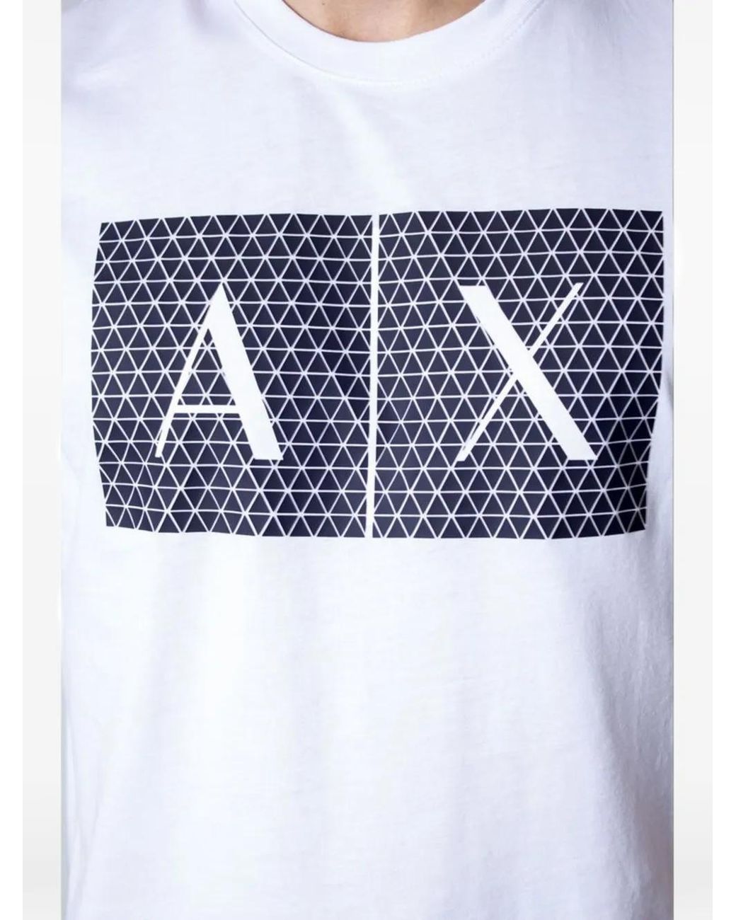 ARMANI EXCHANGE White Logo-Print Cotton T-Shirt for men