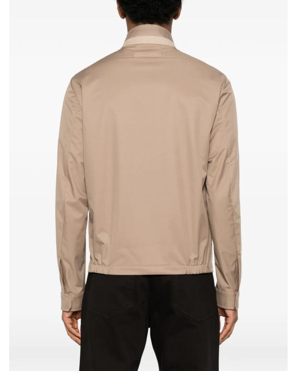 Zegna Natural Zip-Up High-Neck Jacket for men