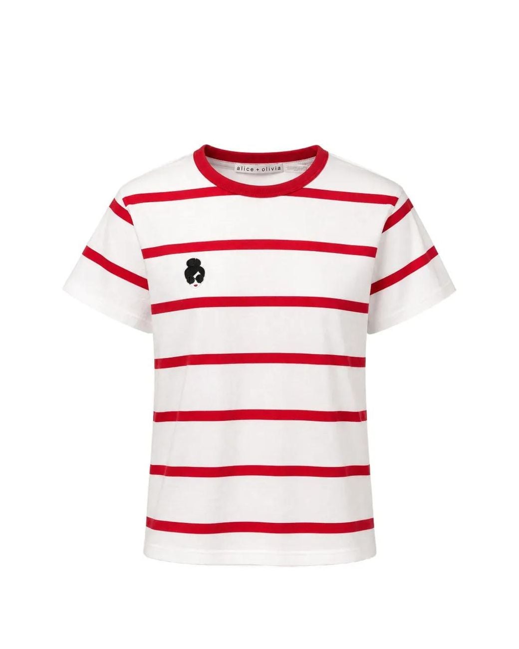 Alice + Olivia Red Stace Face Striped T-Shirt