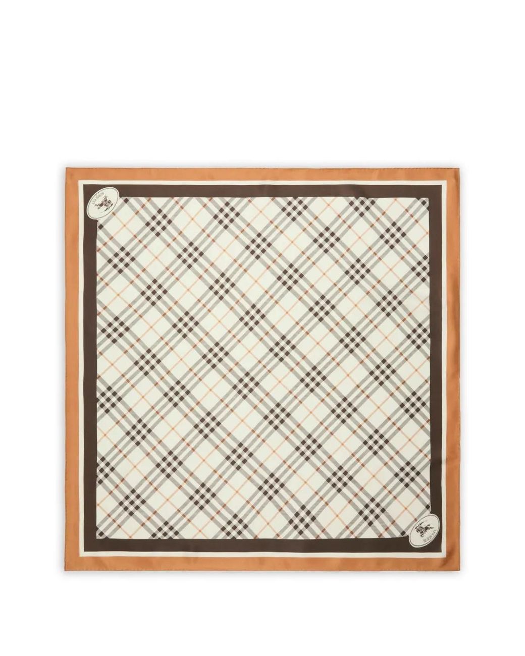 Burberry Natural Check Knight Stamp Silk Scarf
